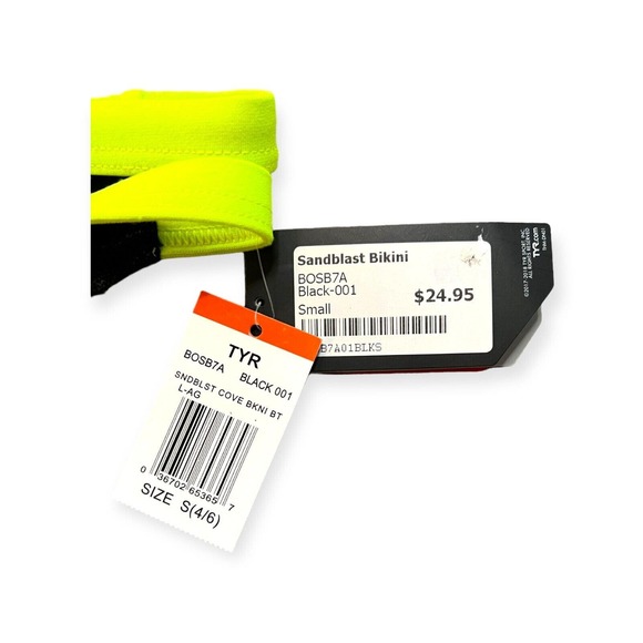 TYR Sandblast Cove Black/ Neon Green Bikini Bottom Women's Size S (4/6) - Picture 7 of 8